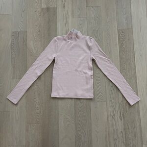 GAP Pink Ribbed Long Sleeve Mock Neck Top - XS - BNWT